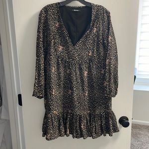 Madewell shift mini dress with tassels and sleeves